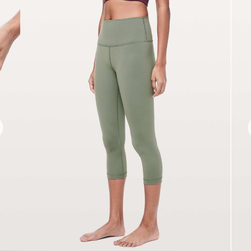Lululemon Wunder Under Crop High-Rise Full-On Luon 21" Grey Sage Leggings 4